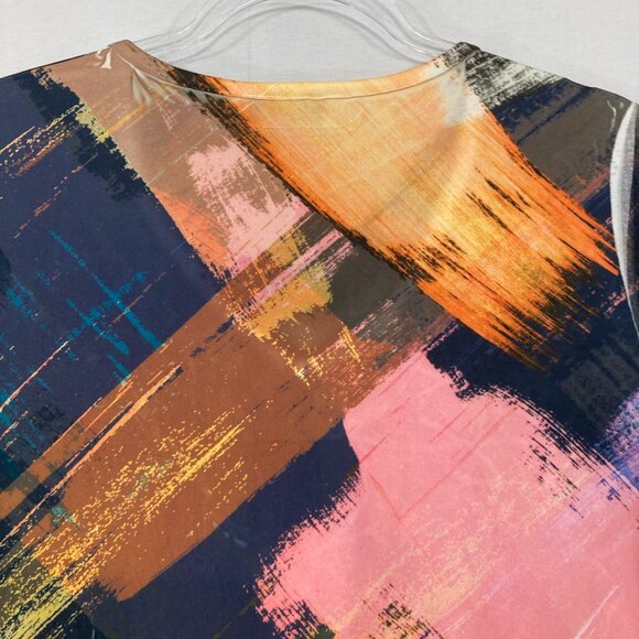 Top Ligne size Small Colorful Abstract Stretch Knit Mesh Accents Artsy Blouse - Picture 11 of 12